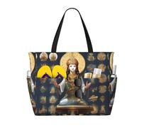 LPLSNWS Statue of God Patterned canvas beach travel bag - durable storage bag for vacations, camping, shopping, and moving.