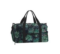 LPLSNWS Succulent Plants Duffel Bag, Black, Polyester, Adjustable Strap, 45 x 23 x 25 cm, with Shoe Compartment and Zippered Pockets