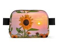 LPLSNWS Sunflower with Sunset Waist Bag, Polyester, Zipper Closure, Adjustable Strap up to 110 cm, 19 x 5.5 x 13 cm, Hand Wash Only