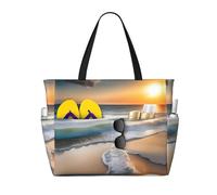 LPLSNWS Sunset over the waves Patterned canvas beach travel bag - durable storage bag for vacations, camping, shopping, and moving.