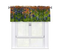 LPLSNWS Texas Bluebonnets Scenery Patterned Short Curtains with 3" Rod Pocket for Laundry Room, Living Room, Bedroom, Country Home Decor Light Filtering Drapery,