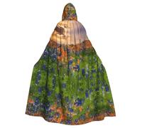 LPLSNWS Texas Bluebonnets Scenery Printed Adult Hooded Cape, Unisex, Ideal for Conventions, Parties, and Cosplay Costumes