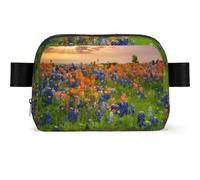 LPLSNWS Texas Bluebonnets Scenery Waist Bag, Polyester, Zipper Closure, 110 cm Strap, 19 x 5.5 x 13 cm, Hand Wash Only