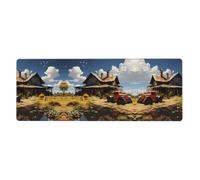 LPLSNWS Texas Farm Tractor Patterned Keyboard and Mouse Pad (31.5x11.8 inches) Suitable for Gaming and Office Use.