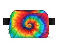 LPLSNWS Tie Dye Rainbow Fanny Pack, Polyester, Zipper Closure, 110 cm Adjustable Strap, 19 x 13 x 5.5 cm, Hand Wash Only