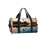 LPLSNWS Tropical Sunset Duffel Bag, Polyester, Zipper Closure, Adjustable Strap, Water-Repellent, 45 x 23 x 25 cm, with Shoe Compartment
