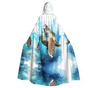 LPLSNWS Turtle in the Blue Ocean Hooded cape for adults, suitable for festive events, role-playing activities, and holiday celebrations.