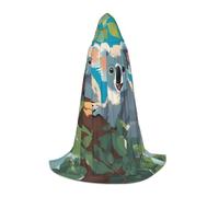 LPLSNWS Two happy koalas Medium Printed Hooded Cape/Cape, Teen Robe Costume, Suitable for Cosplay and Themed Parties