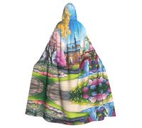 LPLSNWS Unicorn Fairy Tale Patterned hooded cape, lightweight adult cape, suitable for Halloween events and cosplay.