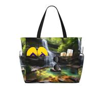 LPLSNWS Waterfall Views Patterned canvas beach travel bag - durable storage bag for vacations, camping, shopping, and moving.