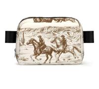 LPLSNWS West Desert Cowboys Riding Horses Waist Bag, Polyester, Zipper Closure, Strap Length 110 cm, 19 x 5.5 x 13 cm, Hand Wash Only