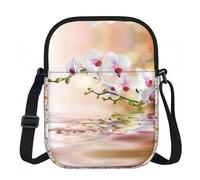 LPLSNWS White Orchid In The Pond Printed Zipper Crossbody Bag - Small Shoulder Bag with Adjustable Strap - Portable Travel Work Gift Bag for Women Men