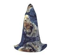 LPLSNWS White Otter Graphic Hooded Cape, Size S, Polyester, Animal Print, Halloween Costume