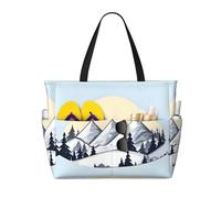 LPLSNWS White Snowy Mountains Patterned canvas beach travel bag - durable storage bag for vacations, camping, shopping, and moving.