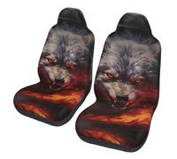 LPLSNWS Wolves in the Flame Roar Printed Car Seat Covers 2-Pack, Suitable for Sedans/Trucks/Buses/Ferry Seat Protectors