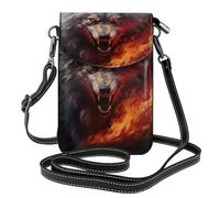 LPLSNWS Wolves in the Flame Roar Printed women's small mobile phone wallet with adjustable shoulder strap