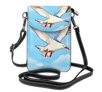 LPLSNWS Women's Small Crossbody Cell Phone Bag, Leather Flap Bag Flying Seagulls Printed