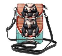 LPLSNWS Women's Small Crossbody Cell Phone Bag, Leather Flap Bag The silent monkey Printed