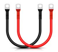 Lpluziyyds Battery Inverter Cable, 2pcs 5AWG/16mm² 30cm 12V Red and Black Car Battery Charger Cable Leads with M10 Ring Terminals Copper Wire for Truck, Motorcycle, Solar, RV, Marine