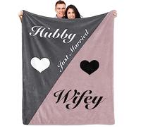 lpmisake Anniversary Wedding Gifts for Couples Hubby and Wifey Honeymoon Just Married Blanket Anniversary Romantic Gifts for Couple Newlywed Wife Husband Bridal Shower Gifts for Women
