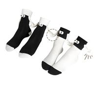 LPMXYW 2 Pairs Magnetic Socks That Hold Hands Set, Hand in Hand 3D Doll Funny Socks Couple Gifts, Funny Gifts for Husbands Wives Boyfriends and Girls (Black and White)