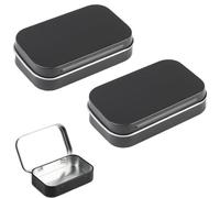 LPMXYW 2 PCS Rectangular Small Tin Boxes With Lid - Black Storage Box for Candy, Key, Earring, Coin Organizer - Mini Portable Box