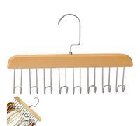 LPMXYW Anti Slip Multi Hook Coat Rack Bra Hanger Sturdy And Durable Wooden Scarf Organizer Multifunctional Lingerie Vest Sling Rack 360 Degree Bra Storage for Closet with 8 Hooks Wood Color