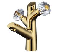 LPNCBUDC Bathroom Sink Faucet Creative Shape Design, Double Handle Washbasin Mixer Tap, Modern Mono Lavatory Tub Vanity Tap, Brass Vessel Sink Tap, Single Hole Tap Forest series, Chrome Gold