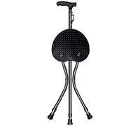 LPNCBUDC Crutches Folding Crutches Seat with LED Lights, Stool Crutches Chair Slip, Crutches Comfortable Handle Ergonomic, Suitable for the Elderly Health Care Arthriti,Black