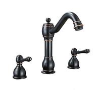 LPNCBUDC Lavatory Faucet Mixer Tap Bathroom Sink Faucet Double Handle Widespread Three Hole Brass Retro Copper 3 Hole Bathroom Basin Split Faucet Set,A