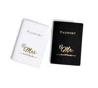 LPNGTNG 2PCS A Set Mr/Mrs Lovers PU Leather Passport Cover Case Card Holder Travel Accessories Lightweight Wallet Gift for Couples