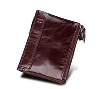 LPNGTNG Coin Pouch Newest Wallets Genuine Cow Customized Short Card Holders Leather Man Purse Brand Male Wallet(Red Brown)