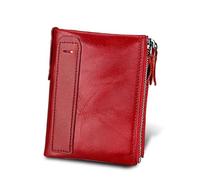 LPNGTNG Coin Pouch Newest Wallets Genuine Cow Customized Short Card Holders Leather Man Purse Brand Male Wallet(Red)