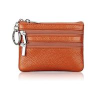 LPNGTNG Fashion Leather Women Wallet Clutch One/Two Zip Female Short Small Coin Purse Design Soft Mini Card Cash Holder(2 Zip-Brown)
