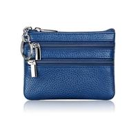 LPNGTNG Fashion Leather Women Wallet Clutch One/Two Zip Female Short Small Coin Purse Design Soft Mini Card Cash Holder(2 Zip-Blue)
