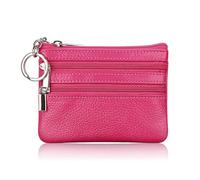 LPNGTNG Fashion Leather Women Wallet Clutch One/Two Zip Female Short Small Coin Purse Design Soft Mini Card Cash Holder(2 Zip-Hot Pink)