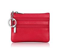 LPNGTNG Fashion Leather Women Wallet Clutch One/Two Zip Female Short Small Coin Purse Design Soft Mini Card Cash Holder(2 Zip-red)