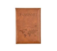 LPNGTNG PU Leather Card Case Cover Simple Fashion Passport Cover World Thin Slim Travel Passport Holder Wallet Gift(Brown)