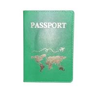 LPNGTNG The World Map Passport Cover Hot Stamping Simple Plane Women Men Travel Passport Case Holder Fashion Wedding Gift(B Green)
