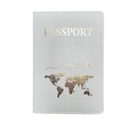 LPNGTNG The World Map Passport Cover Hot Stamping Simple Plane Women Men Travel Passport Case Holder Fashion Wedding Gift(B White)