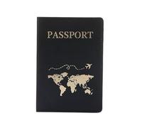 LPNGTNG The World Map Passport Cover Hot Stamping Simple Plane Women Men Travel Passport Case Holder Fashion Wedding Gift(B Black)