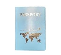 LPNGTNG The World Map Passport Cover Hot Stamping Simple Plane Women Men Travel Passport Case Holder Fashion Wedding Gift(B Blue)