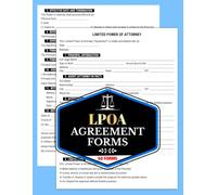 LPOA Agreement Forms: Specific Limited Power of Attorney Logbook for Temporary Authorization, Asset Management, Real Estate & Personal Affairs | 60 Forms, 120 Two-Sided Pages
