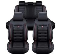 LPOJUHBSWAR Leather Car Seat Covers For Benz C Class Wagon 2015-2019, Full Coverage Faux Leather Car Seat Covers Compatible with Side Airbags,D/Black-Red