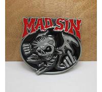 LPOK feature zinc alloy retro western MAD SIN skull jeans gift belt buckle 02185 for men 4cm width loop -default,a