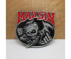 LPOK feature zinc alloy retro western MAD SIN skull jeans gift belt buckle 02185 for men 4cm width loop -default,a