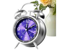 Lpoppcx Analog Alarm Clock for Bedroom - Desk Classic Analog Alarm Clock - Rechargeable Metal Body Timepiece with Twin Bell for Dorm Travel Bathroom Girls Teens Kids Boys