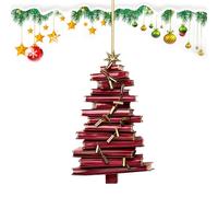 Lpoppcx Book Christmas Ornament | Christmas Pendant 2d Tree Book Ornaments - Festive Charm Holiday Party Supplies for Office Window Door Garden Yard Library Bookshelf Indoor