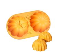 Lpoppcx Cake Mold Silicone - Pumpkin Shape Candy Making Moulds - 2-Cavity Easy Demoulding Chocolate Mould for Cake Pudding Jelly Halloween Thanksgiving Fall Seasonal Treats