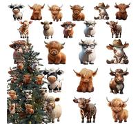 Lpoppcx Cow Christmas Ornament, Cow Decor - Wooden Figurine Fun Pendant,for Farm Home Party Country Backpack Car Doors